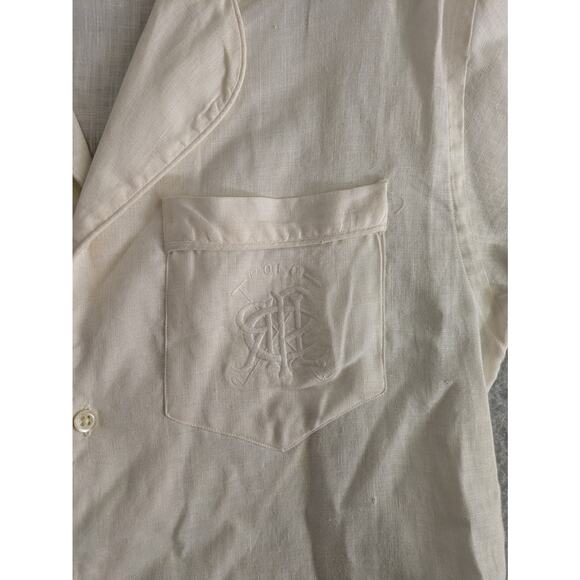 Polo Ralph Lauren Shirt Womens Sz 10 100% Linen Short Sleeve Button cream vtg - Picture 4 of 10